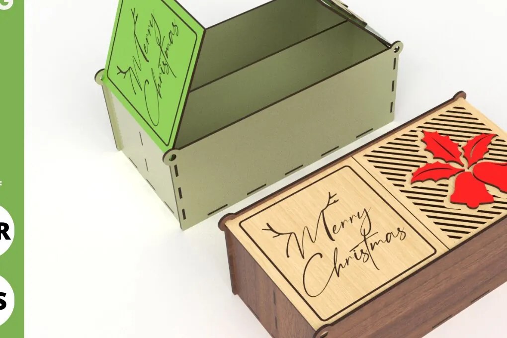 Σετ των 3 Intra απο ξύλο plywood 3mm-4mm πάχος Χριστουγεννιάτικο κουτί δώρου με διαχωριστικά, λέιζερ Δίασταση 3x3 cm INTRAFABR-82253517