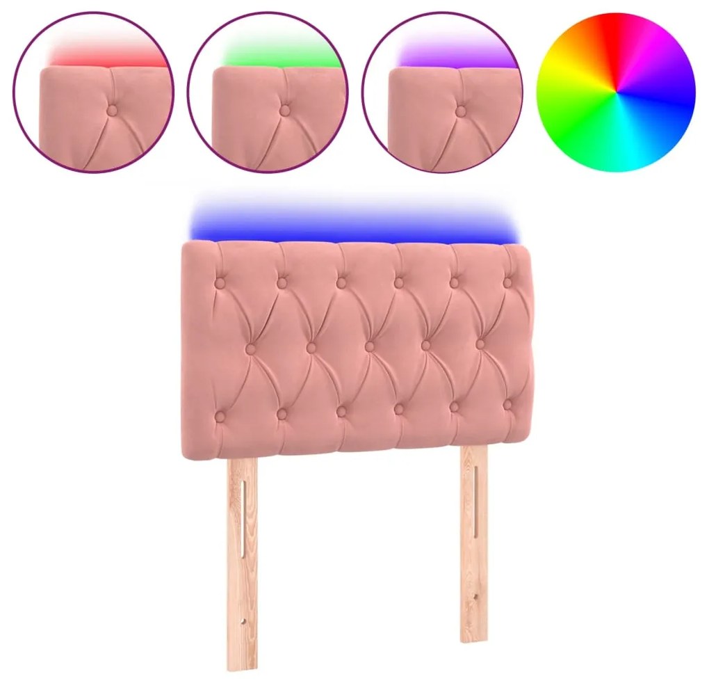 vidaXL Κεφαλάρι Κρεβατιού LED Ροζ 80x7x78/88 εκ. Βελούδινο