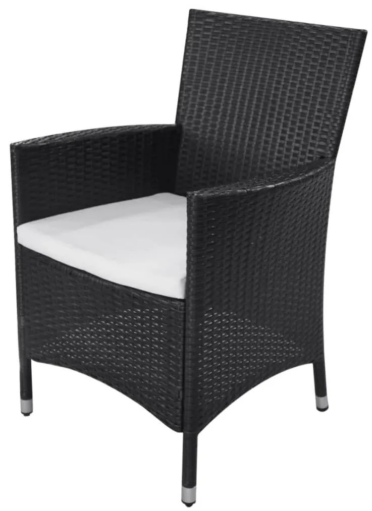 vidaXL Σετ Τραπεζαρίας Εξ. Χώρου 11 τεμ Μαύρο Συνθ. Ρατάν με Μαξιλάρια