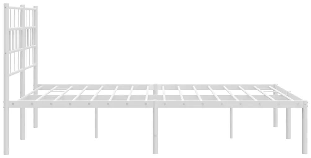 Πλαίσιο Κρεβατιού με Κεφαλάρι Λευκό 135 x 190 εκ. Μεταλλικό - Λευκό