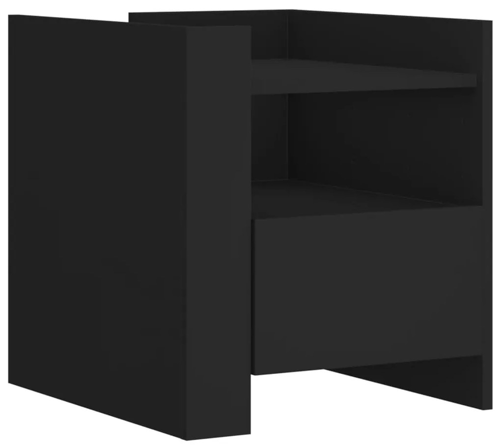 vidaXL Κομοδίνο Μαύρο 45x50x50 εκ. από Επεξεργασμένο Ξύλο