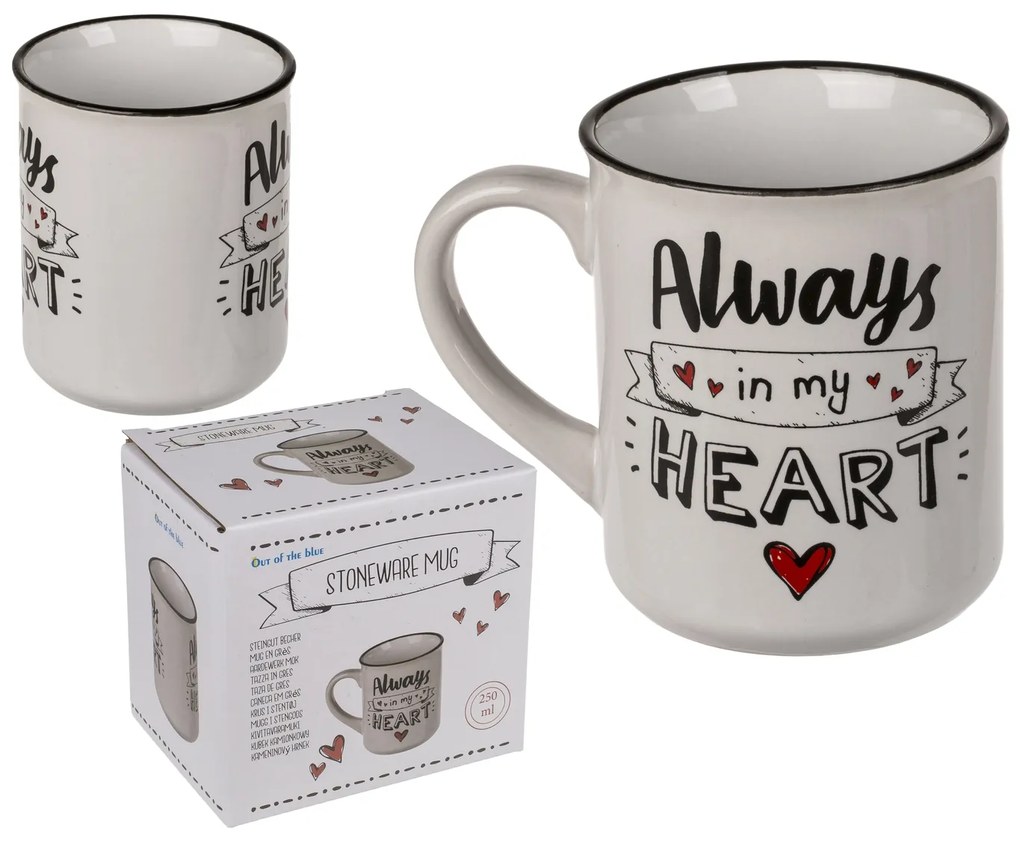 Κούπα ‘Always In My Heart’ Λευκό/Μαύρο Κεραμικό 250ml