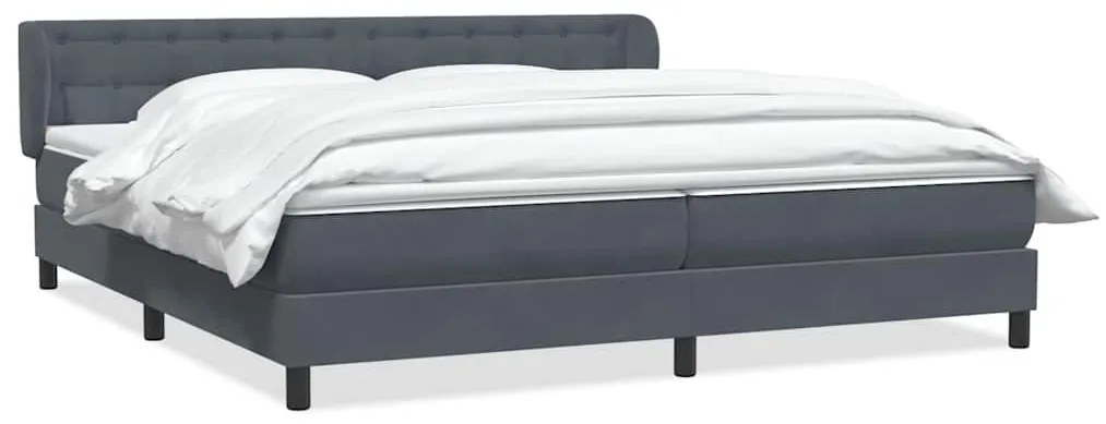 vidaXL Box Spring Κρεβάτι με στρώματα Σκούρο γκρι 180x210 cm Velvet