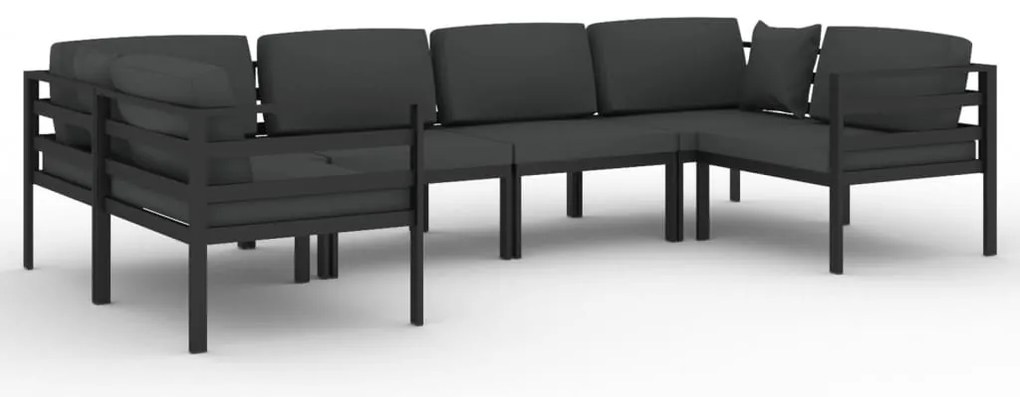 vidaXL Σαλόνι Κήπου 5 Τεμαχίων Ανθρακί Αλουμινίου με Μαξιλάρια