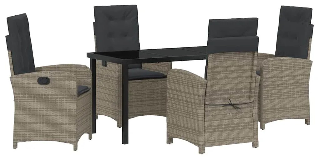 vidaXL Σέτ φαγητού για κήπο με μαξιλάρι 5 pcs Γκρι συνθετικό ρατάν