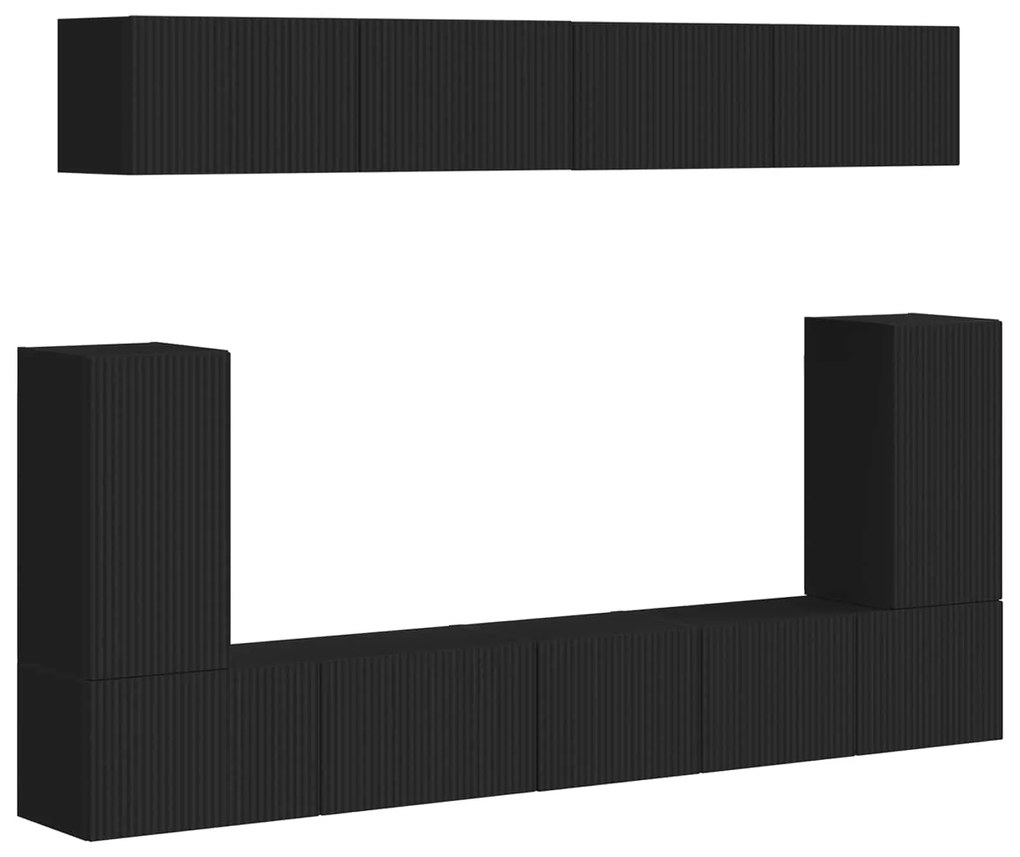 vidaXL Σετ επίπλου τηλεόρασης Επιτοίχιο 5 pcs Μαύρο Επεξεργασμένο ξύλο