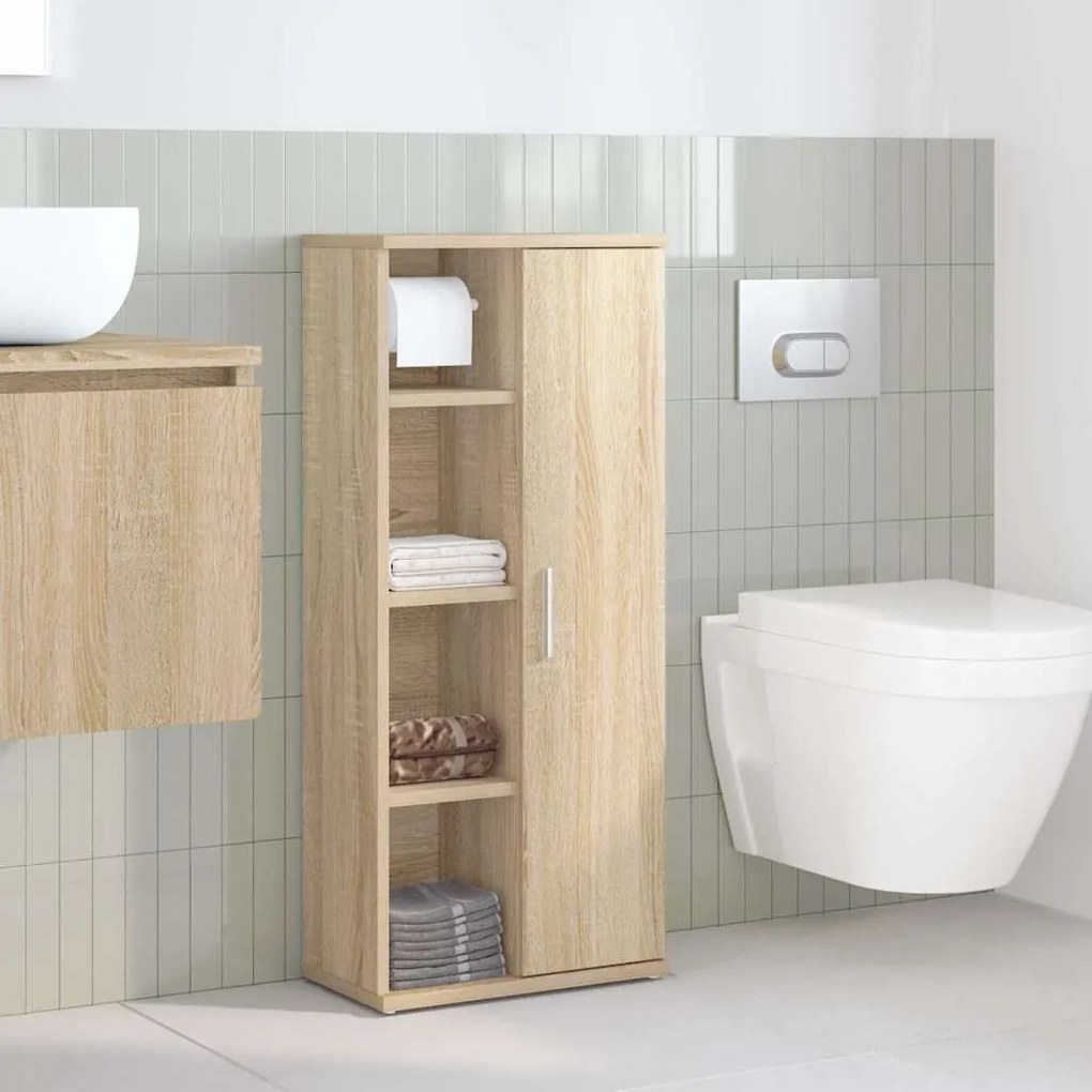 vidaXL Ντουλάπι μπάνιου με θήκη για ρολά Δρυς sonoma 39x22x90 cm