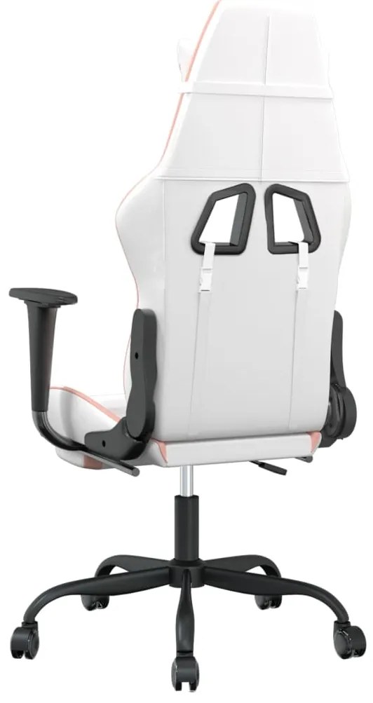 vidaXL Καρέκλα Gaming με Υποπόδιο Λευκό και Ροζ από Συνθετικό Δέρμα
