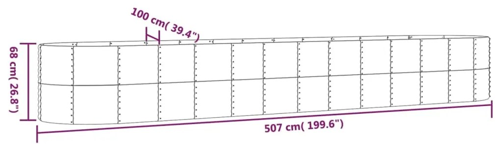 vidaXL Ζαρντινιέρα Ασημί 507x100x68 εκ. Ατσάλι με Ηλεκτρ. Βαφή Πούδρας