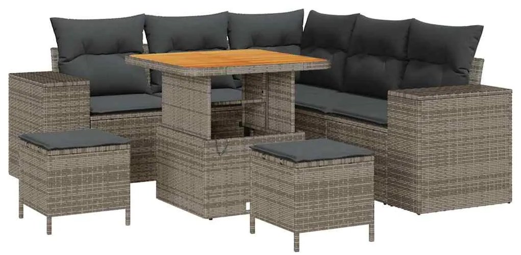 vidaXL Σετ Καναπέ Κήπου 8 pcs Γκρι συνθετικό ρατάν