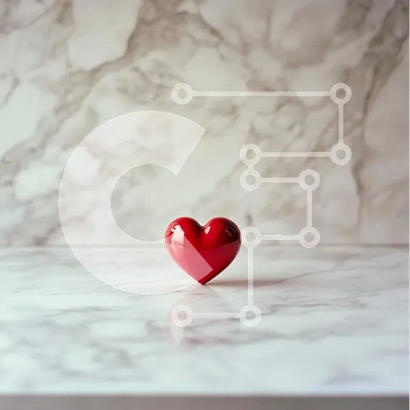 Intra Συλλεκτικό Ξύλινο Παζλ Plywood 4mm - Γυαλιστερή κόκκινη καρδιά σε μαρμάρινη επιφάνεια Σε Ξύλινο Κουτί - Διαστάσεις: 10x10 cm – 25 κομμάτια