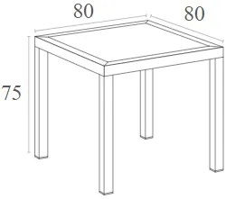 Τραπέζι πολυπροπυλένιου Ares 80x80 Γκρί