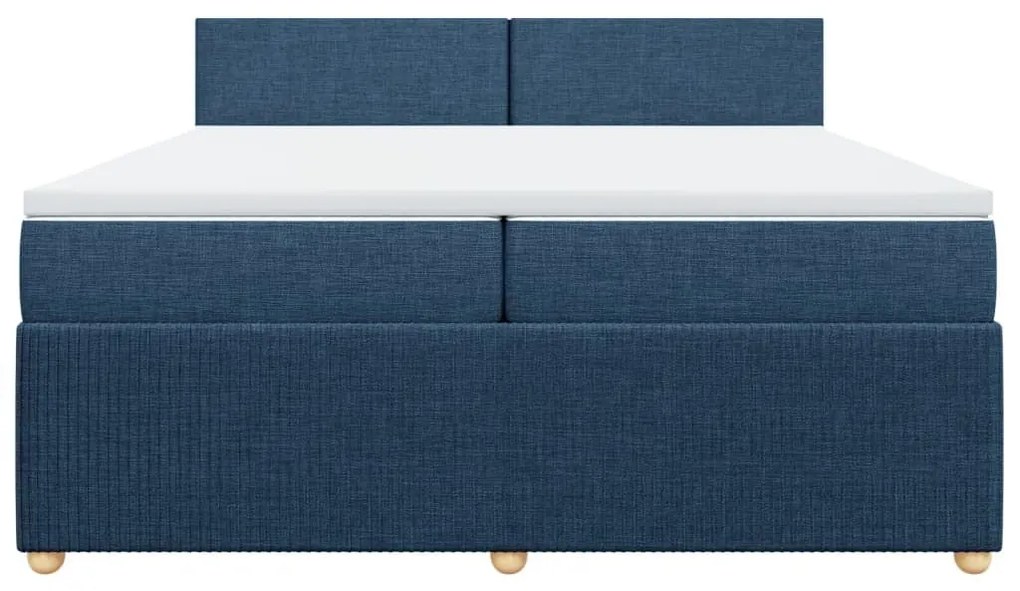 Κρεβάτι Boxspring με Στρώμα Μπλε 200x200 εκ. Υφασμάτινο - Μπλε