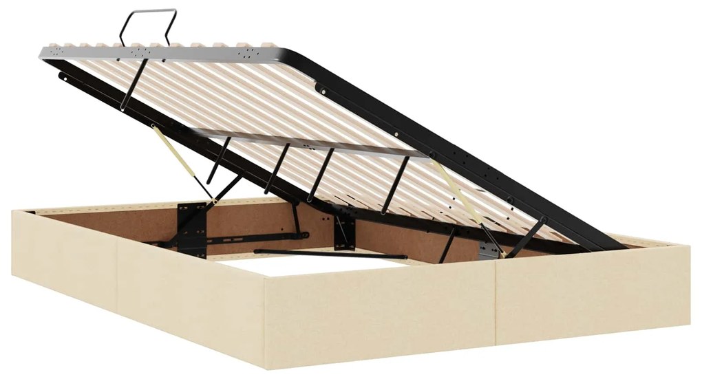 vidaXL Κρεβάτι με αποθηκευτικό χώρο και στρώμα Κρεμ 140 x 200 cm