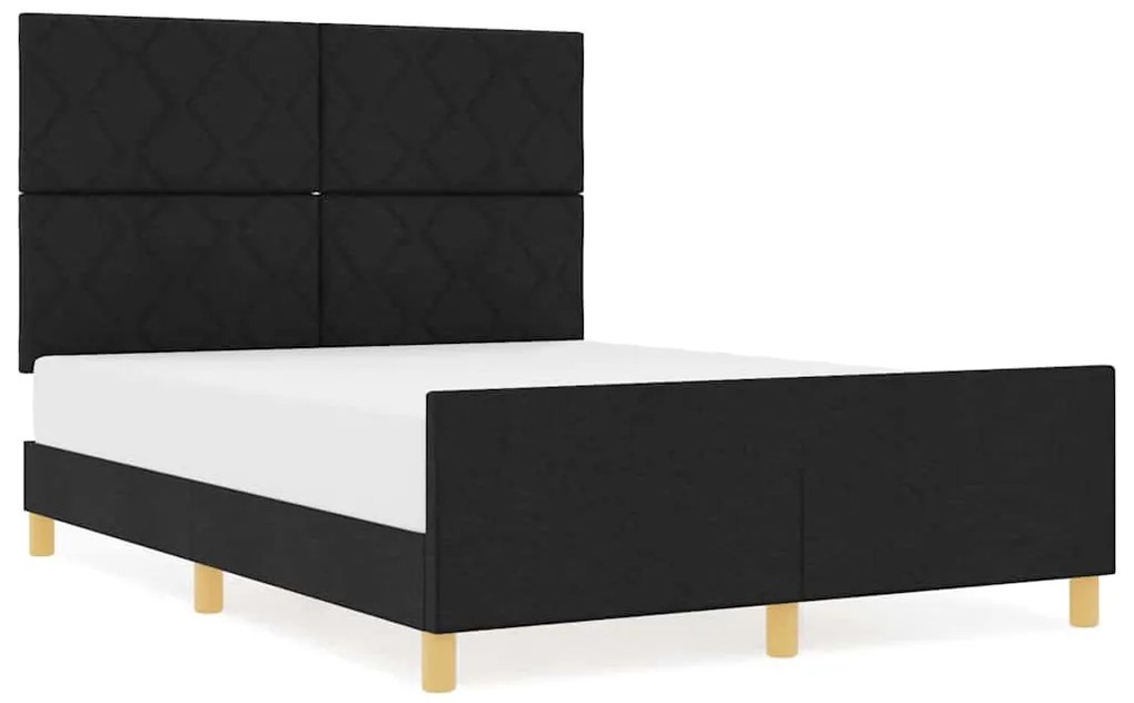 vidaXL Σκελετός Κρεβατιού με κεφαλάρι Μαύρο 140 x 200 cm ύφασμα