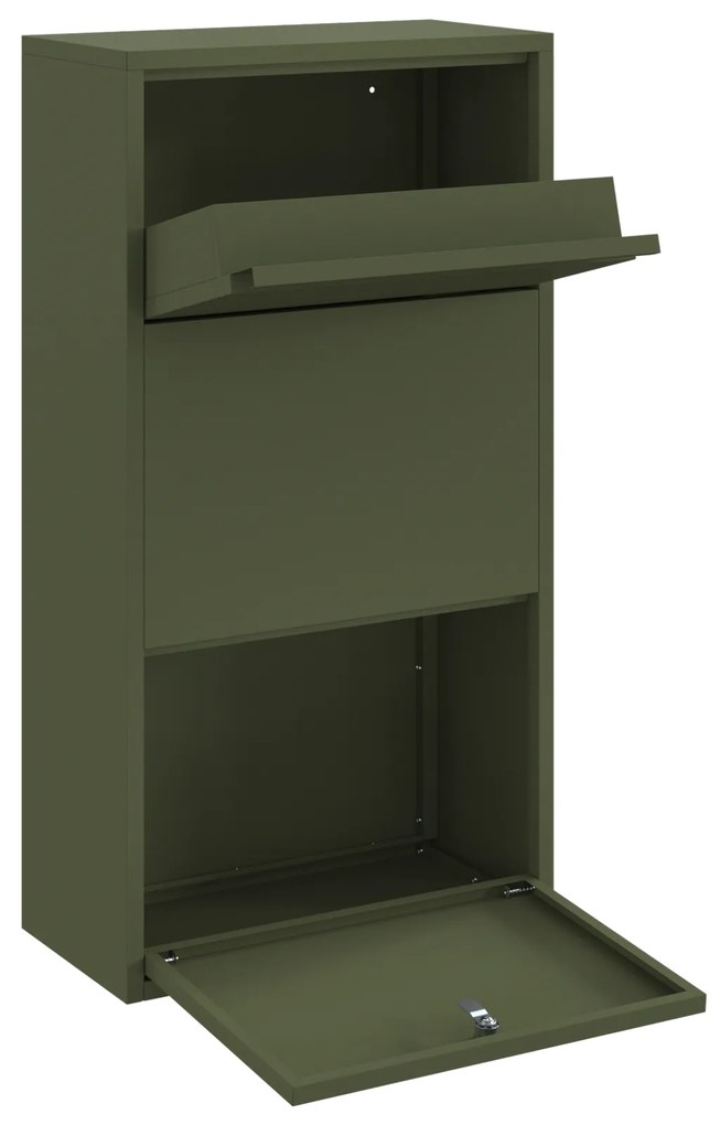 vidaXL Γραμματοκιβώτιο Πακέτων Ελιά 44x22x82 εκ. Χάλυβας