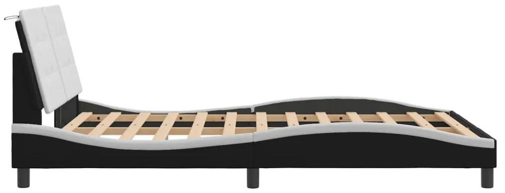 vidaXL Σκελετός Κρεβατιού Χωρίς Στρώμα Zadar Μαύρο/Λευκό 140x190εκ.Συνθ. Δέρμα