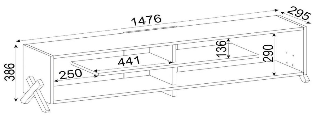 Έπιπλο Τηλεόρασης IRAKLEIA Καρυδί Μοριοσανίδα/Μελαμίνη 148x30x39cm - 14410198