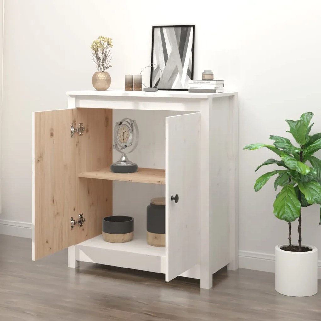vidaXL Συρταριέρα Λευκή 70 x 35 x 80 εκ. από Μασίφ Ξύλο Πεύκου