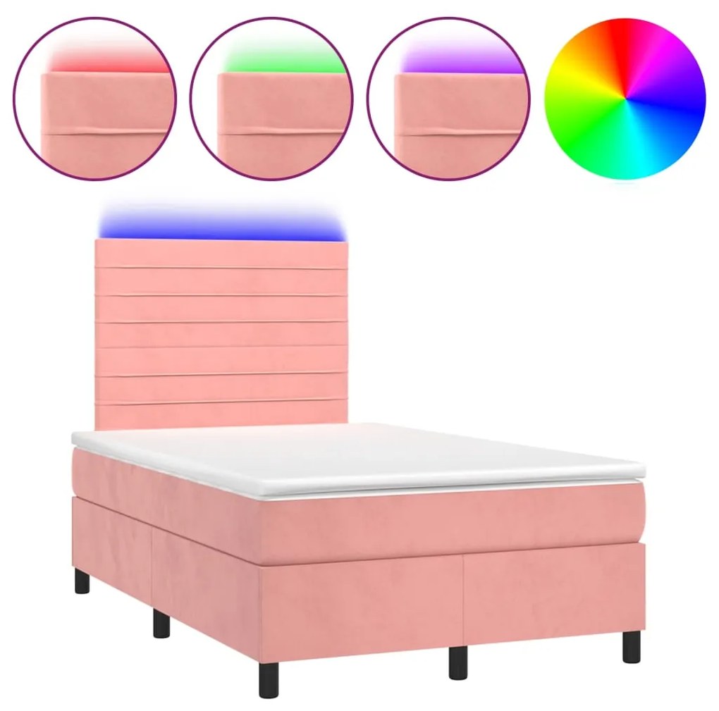 ΚΡΕΒΑΤΙ BOXSPRING ΜΕ ΣΤΡΩΜΑ &amp; LED ΡΟΖ 120X200 ΕΚ. ΒΕΛΟΥΔΙΝΟ 3136178