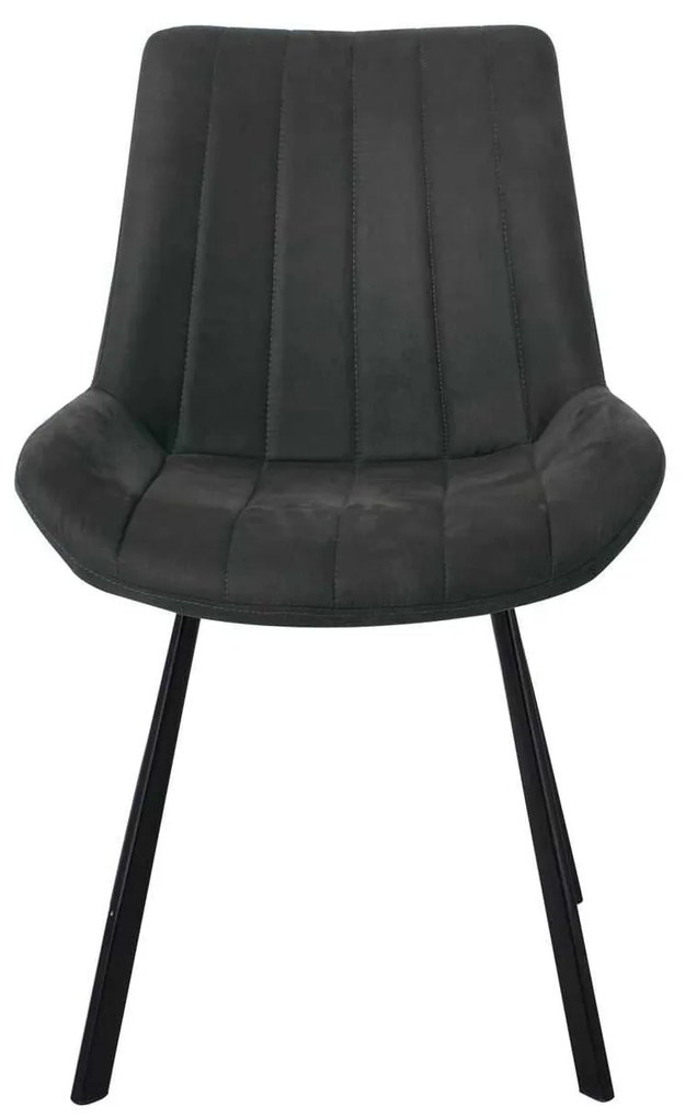 Καρέκλα Μεταλλική MATT Μαύρη/Ύφασμα Suede Ανθρακί 55x61x88cm (Σετ 4 ΤΕΜ)