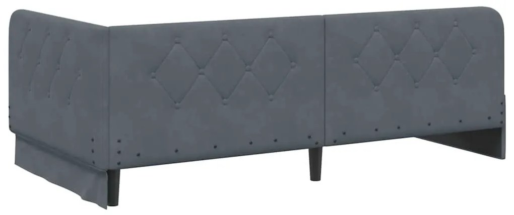 vidaXL Κρεβάτι Γωνίας με κεφαλάρι Σκούρο Γκρι 100 x 200 cm Βελούδο