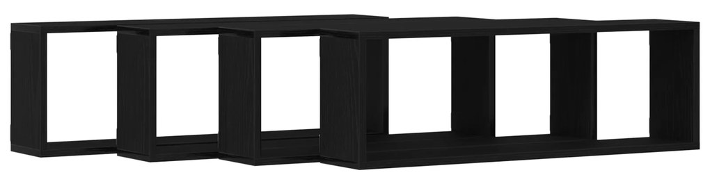 vidaXL Ράφια τοίχου 4 τεμ Μαύρο Δρύς 80x15x26 εκ. Επεξεργασμένο ξύλο