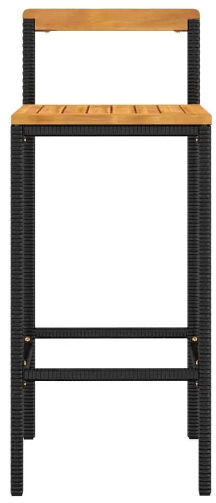vidaXL Σκαμπό Μπαρ 4 τεμ. Μαύρα Συνθετικό Ρατάν/ Μασίφ Ξύλο Ακακίας