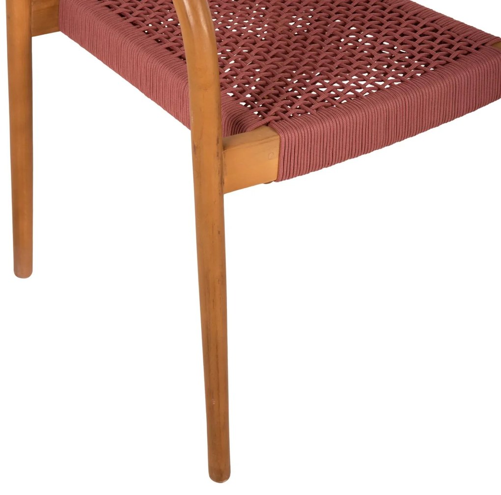 Πολυθρόνα OSLO Ξύλο Teak Φυσικό και Σχοινί Ρόζ 55x54x80Yεκ. 55x54x80 εκ.