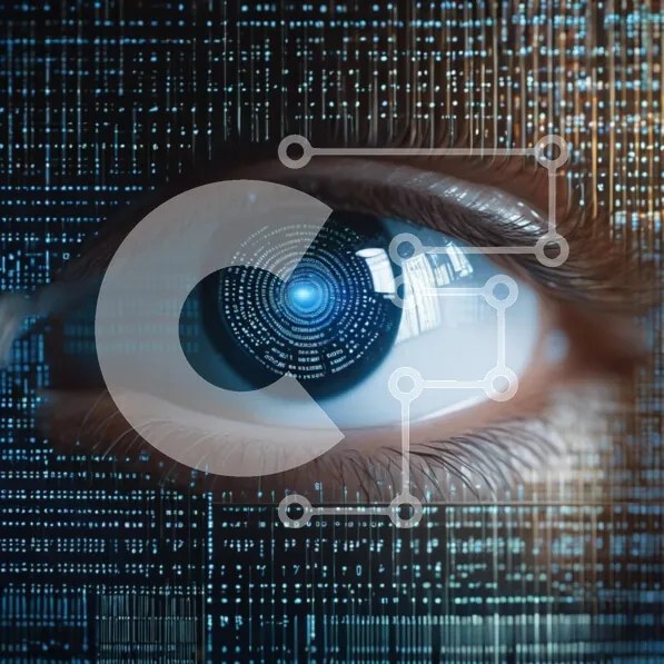 Intra Συλλεκτικό Ξύλινο Παζλ Plywood 4mm - Γυναικείο μάτι με ψηφιακές γραμμές και σύμβολα Σε Ξύλινο Κουτί - Διαστάσεις Puzzle: 10x10 cm – 25 κομμάτια