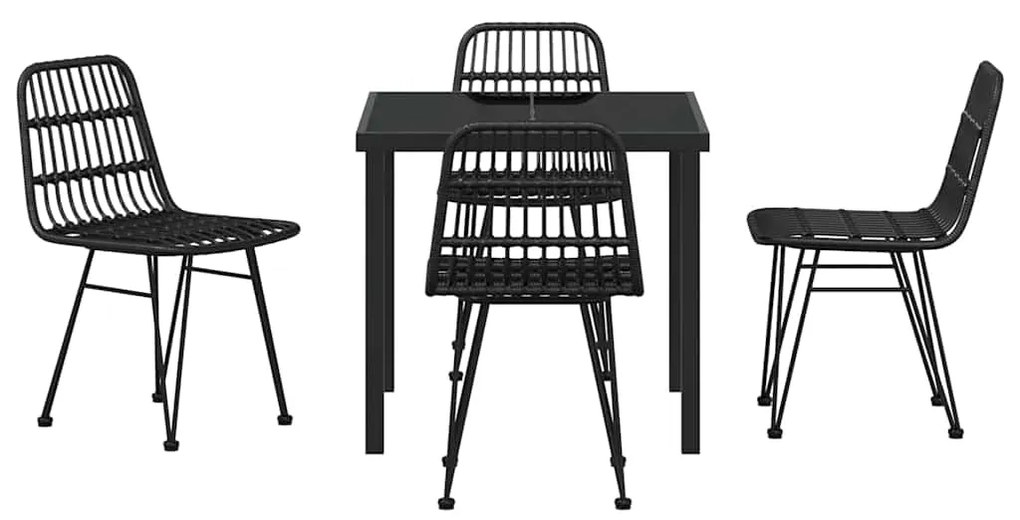 vidaXL Σέτ φαγητού για κήπο 5 pcs Μαύρο Πολυ ράταν
