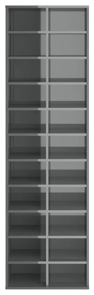 vidaXL Παπουτσοθήκη Γυαλιστερό Γκρι 54 x 34 x 183 εκ. από Μοριοσανίδα