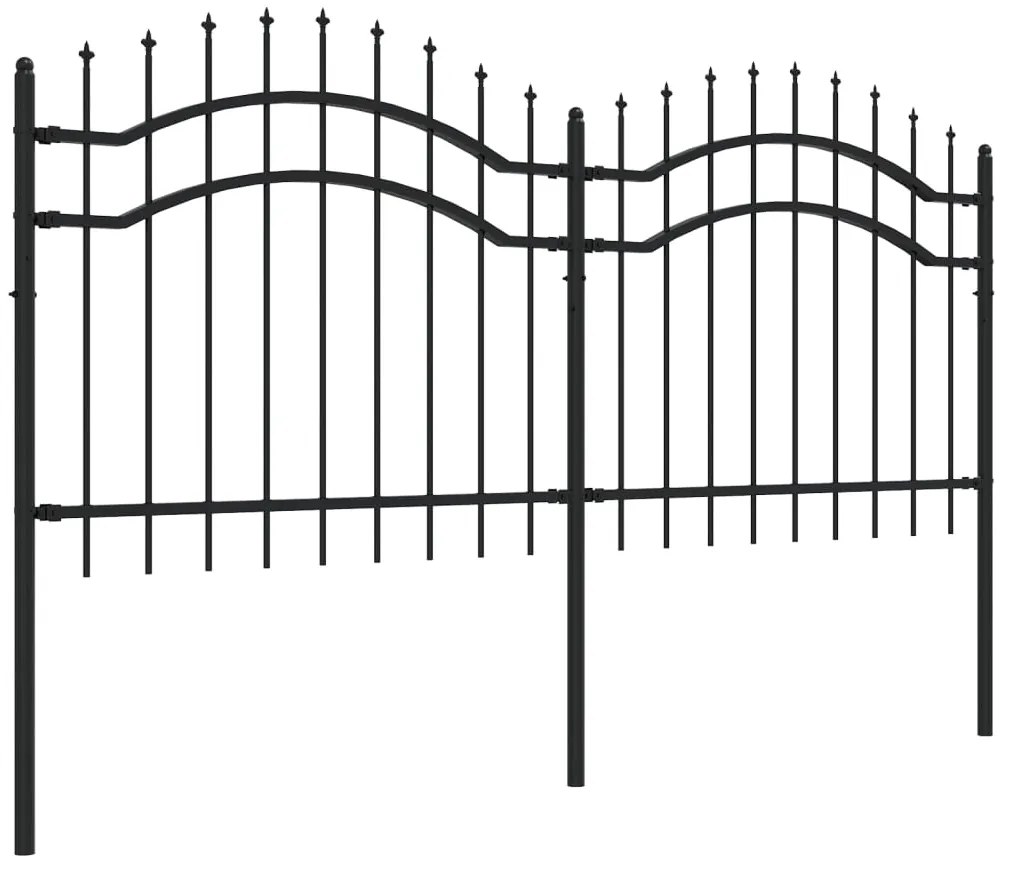 vidaXL Φράχτης με Ακίδες Μαύρος 140 εκ. Ατσάλι Ηλεκτροστ. Βαφή Πούδρας