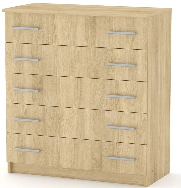 Συρταριέρα Penelope pakoworld 5 συρταριών sonoma 80.5x38x89εκ