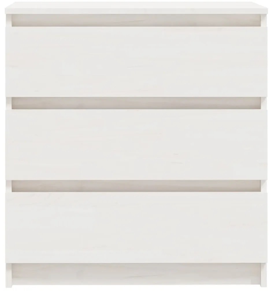 vidaXL Κομοδίνο Λευκό 60 x 36 x 64 εκ. από Μασίφ Ξύλο Πεύκου