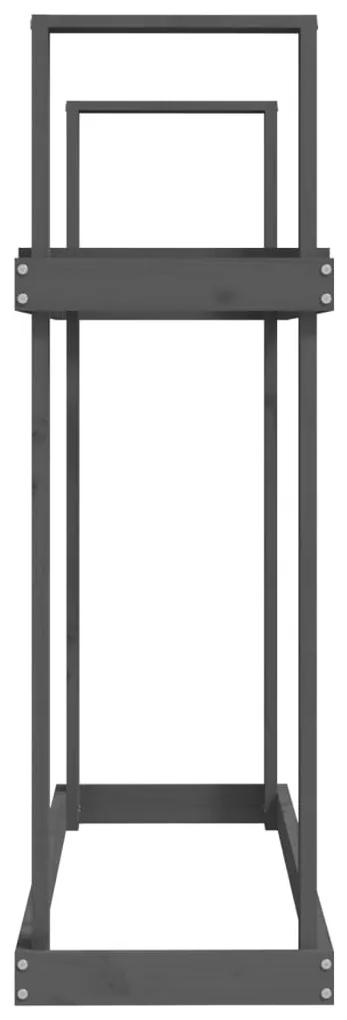 vidaXL Ραφιέρα Καυσόξυλων Γκρι 110x35x108,5 εκ. από Μασίφ Ξύλο Πεύκου