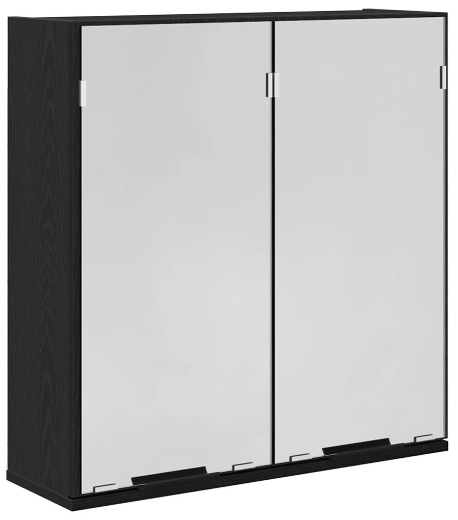 vidaXL Καθρέφτης μπάνιου  - Μαύρη βελανιδιά, 64x20x66,5 εκ, Κατασκευασμένος από επεξεργασμένο ξύλο