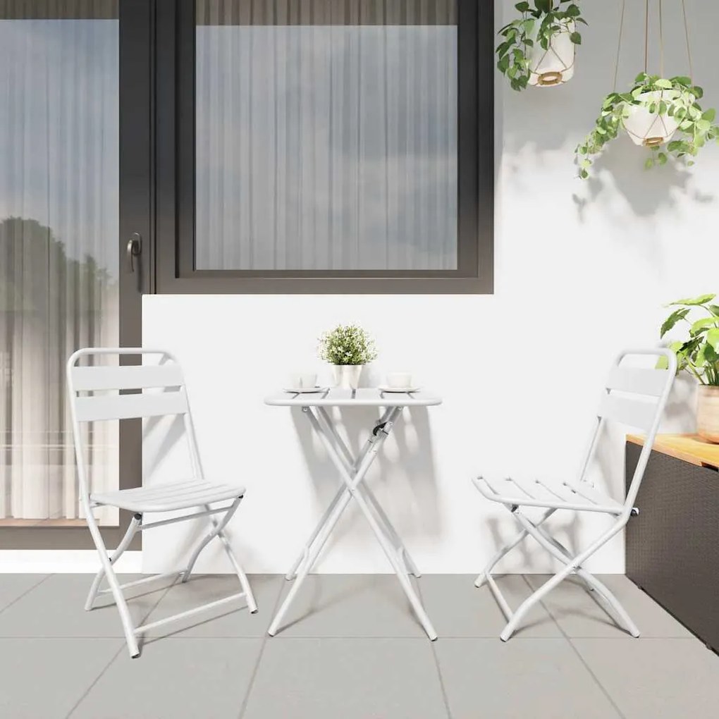 vidaXL Πτυσσόμενη Καρέκλα Κήπου 2 pcs Λευκό 55 x 56.5 x 91εκ Ατσάλι