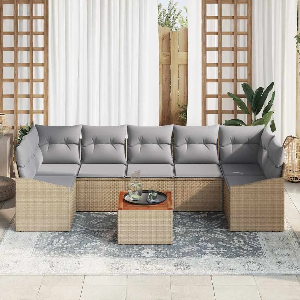 vidaXL Σετ Καναπέ Κήπου 8 pcs Μπεζ, ανοιχτό γκρι