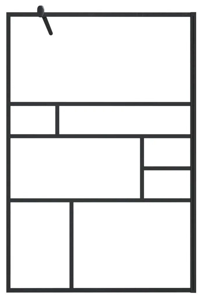 vidaXL Διαχωριστικό Ντουζιέρας Μαύρο 115 x 195 εκ. Διαφανές Γυαλί ESG