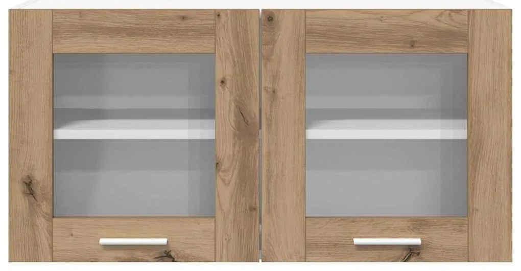 vidaXL Κρεμαστό ντουλάπι με αποθήκευση Riga Χειροποίητη Δρυς και Λευκό