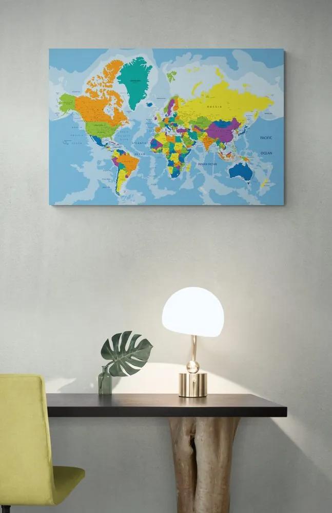 Εικόνα στον παγκόσμιο χάρτη χρώματος φελλού - 120x80  peg
