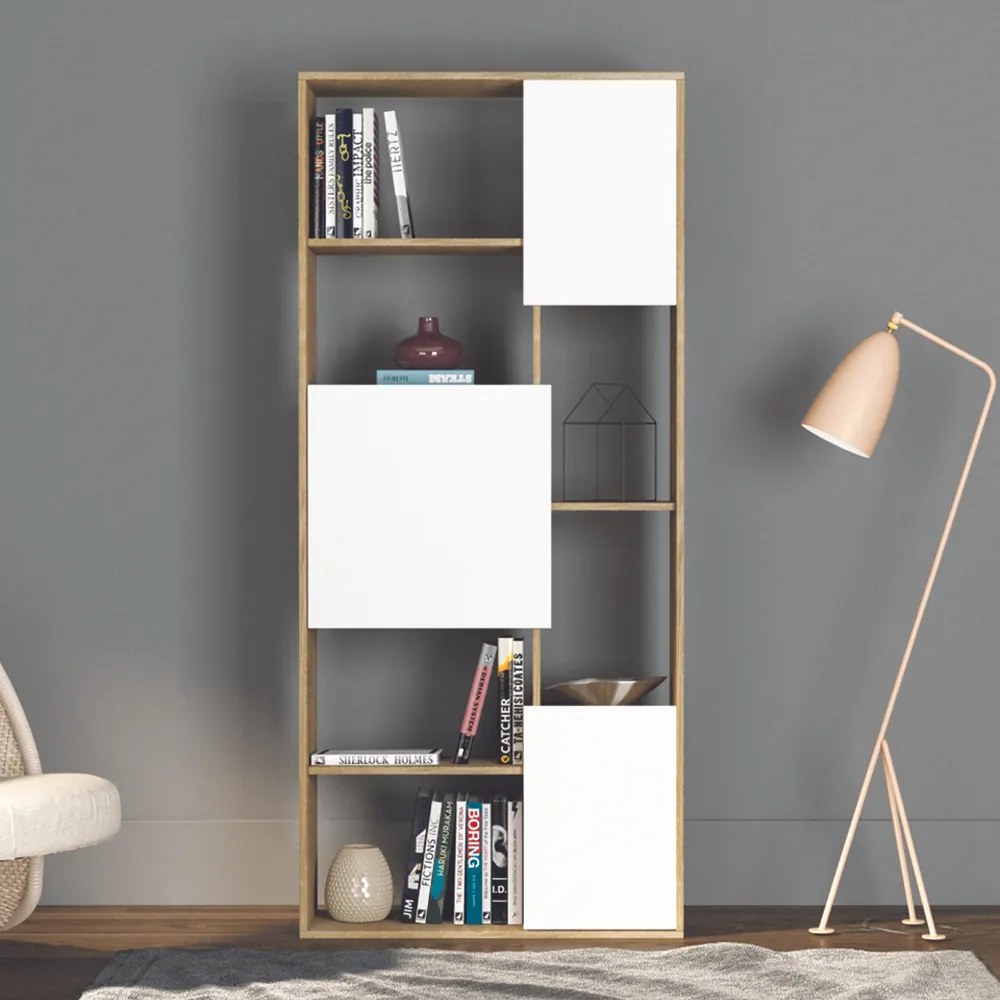 BOX ΒΙΒΛΙΟΘΗΚΗ SONOMA ΛΕΥΚΟ 80x30xH180cm - 24-0416