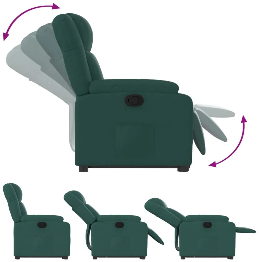 vidaXL Πολυθρόνα Ανακλινόμενη με Ανύψωση Σκούρο Πράσινη Υφασμάτινη