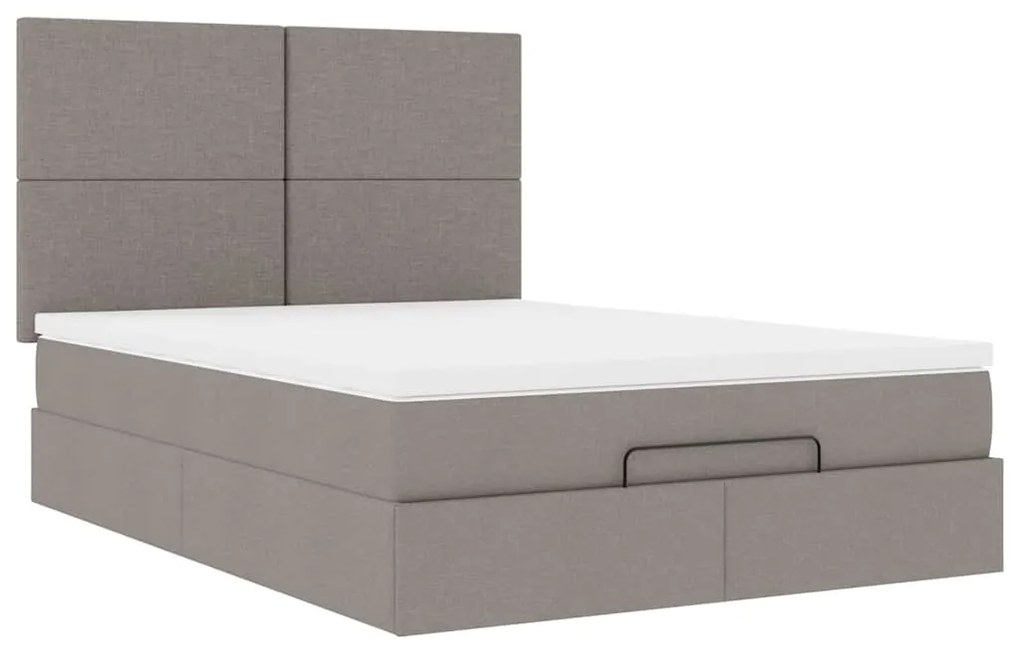 vidaXL Οθωμανικό κρεβάτι με στρώμα Taupe 140x200cm ύφασμα