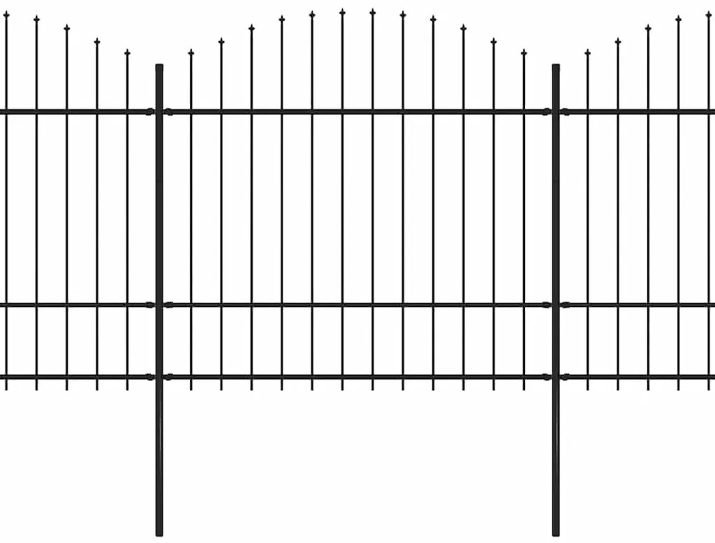 vidaXL Κάγκελα Περίφραξης με Λόγχες Μαύρα (1,5-1,75)x15,3 μ. Ατσάλινα