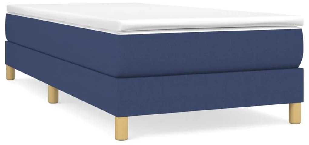 vidaXL Κρεβάτι Boxspring με Στρώμα Μπλε 90x190 εκ.Υφασμάτινο