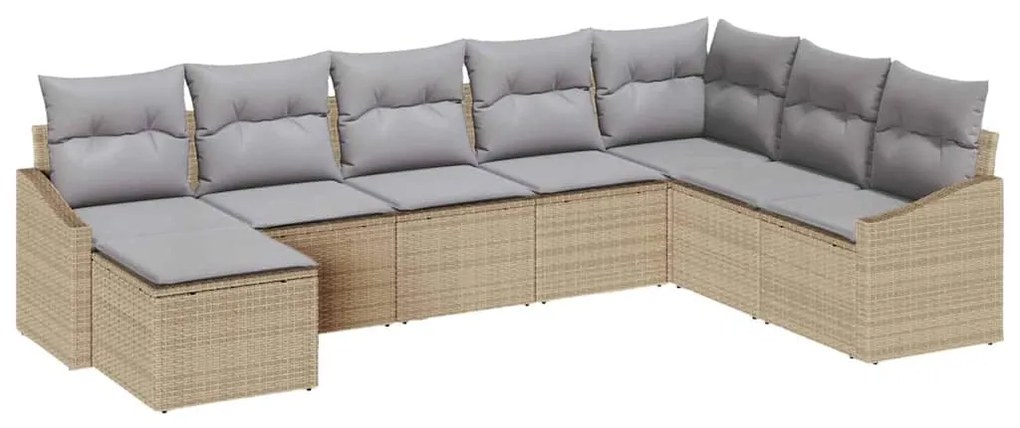 vidaXL Σέτ φαγητού για κήπο με μαξιλάρι 8 pcs Μπεζ, Ανοιχτό Γκρι