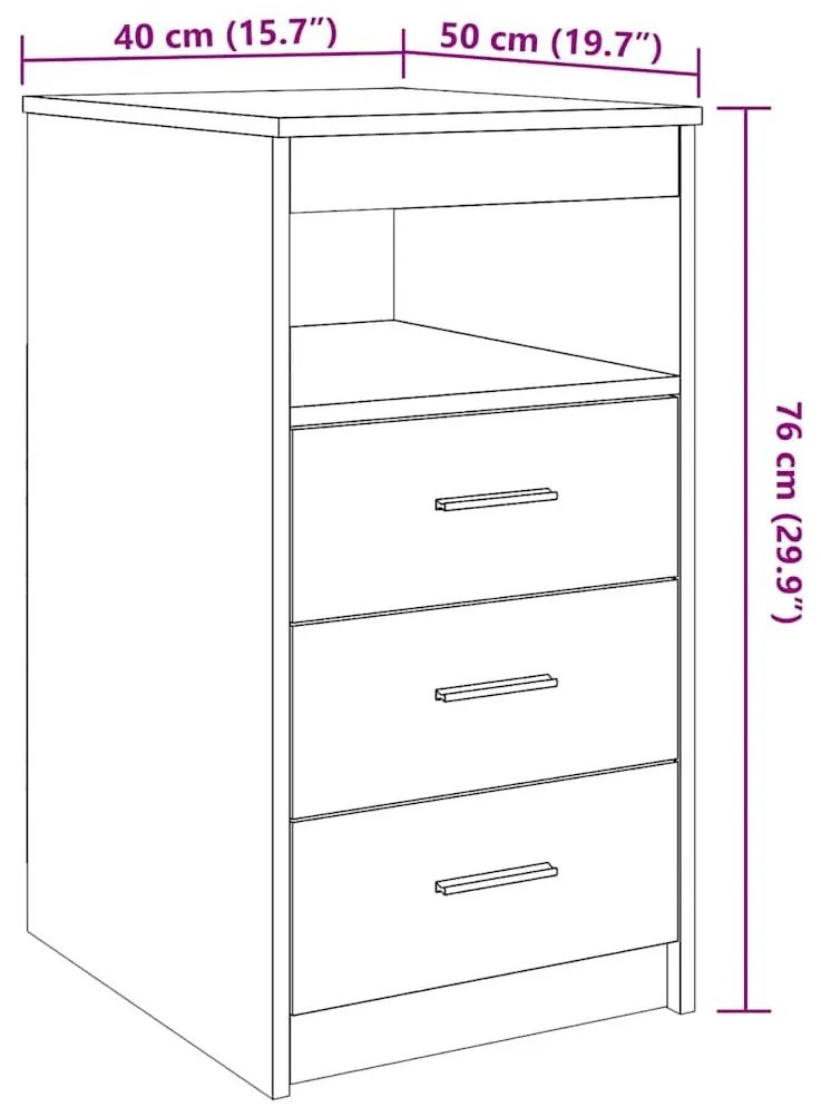 Συρταριέρα Αρτισιανή Δρυς 40x50x76 εκ. από Επεξεργασμένο Ξύλο - Καφέ