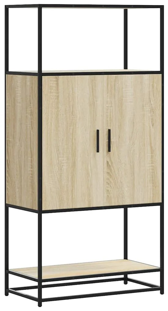 Highboard Δρυς sonoma 68x35x139 cm Επεξεργασμένο ξύλο μέταλλο - Καφέ